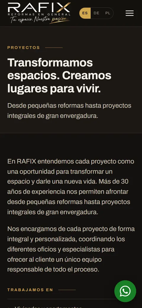 La web de RAFIX en el móvil