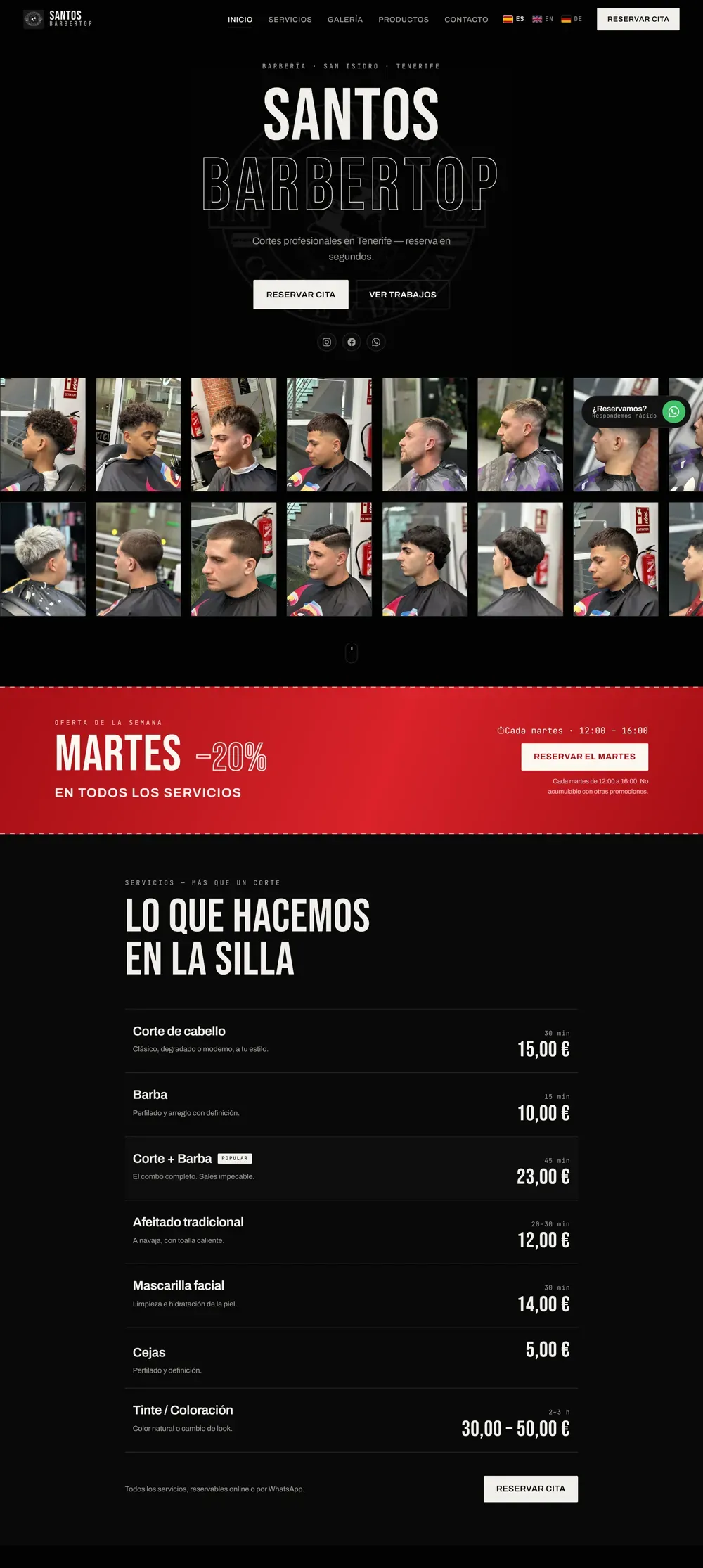 Santos Barbertop, web hecha por Teide Digital