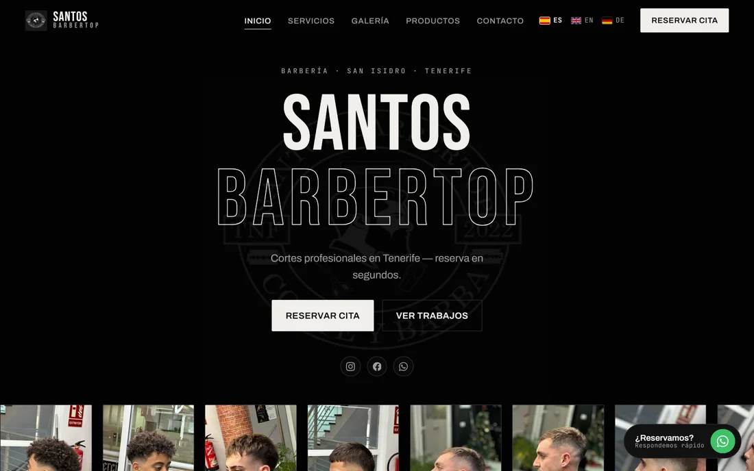 Nueva web de Santos Barbertop — inicio