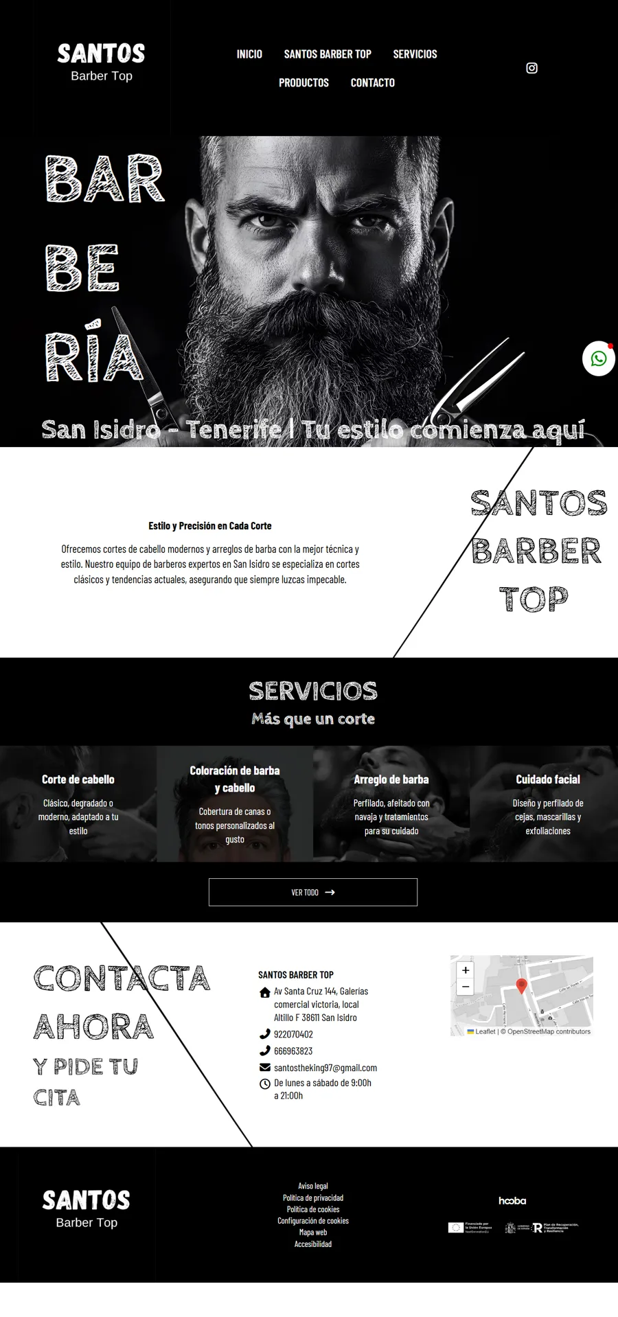 Web anterior de Santos Barbertop (plantilla)