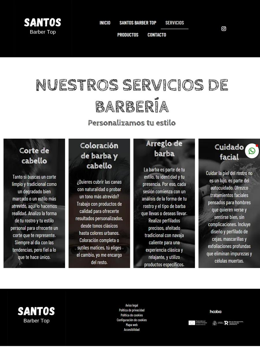 Servicios en la web anterior